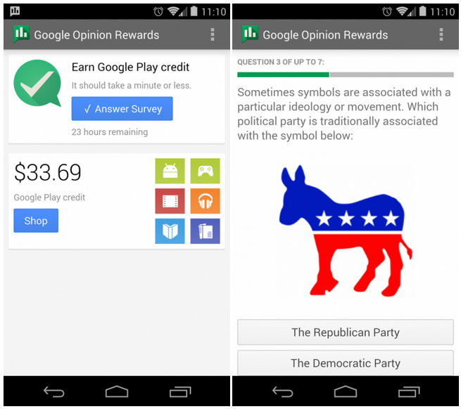 Google Opinion Rewards, gana dinero para Google Play a