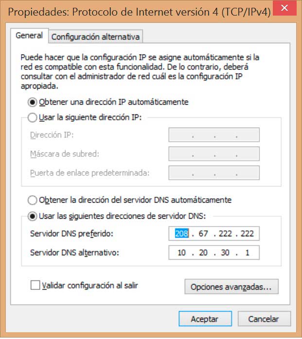 Cambiar DNS en Windows 8