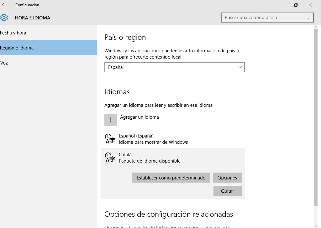 Instalar idiomas adicionales en windows 10 4
