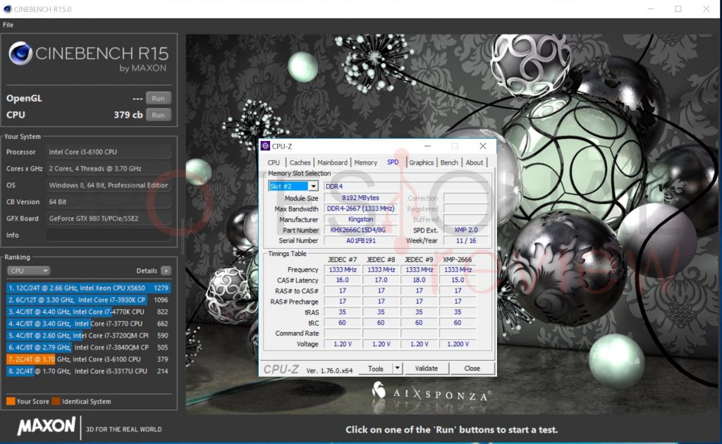 HyperX-Fury-DDR4-benchmark-cinebench