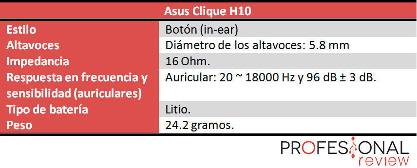 Asus Clique H10 caracteristicas