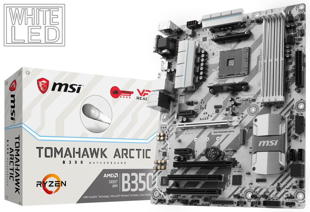 MSI  B350 Tomahawk Arctic y B350M Mortar Arctic se visten de blanco ártico