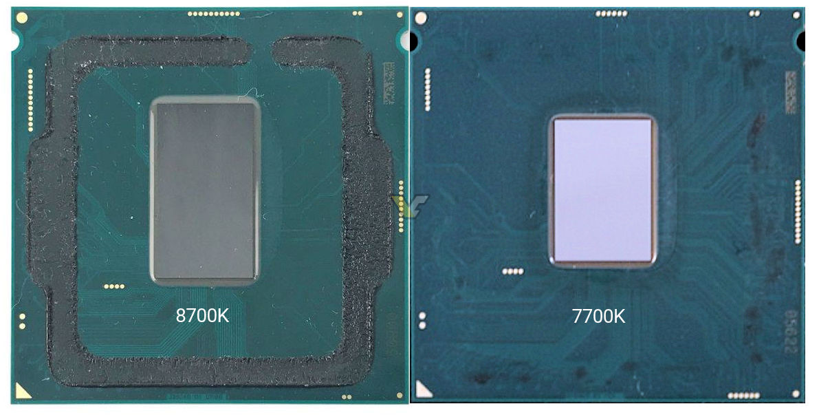 Core i7 8700K tiene un die más grande