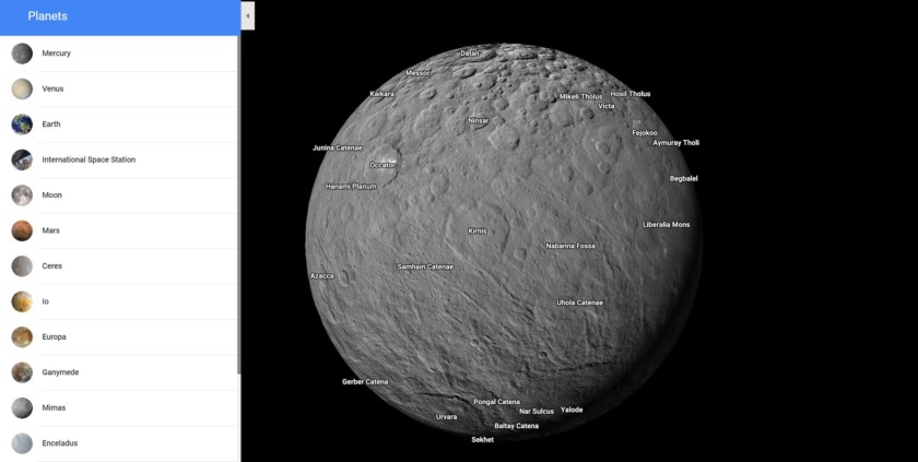 Explora más planetas y lunas con Google Maps