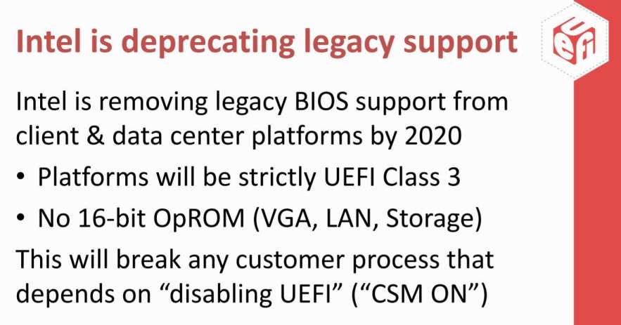 placas base de Intel solo soportarán UEFI