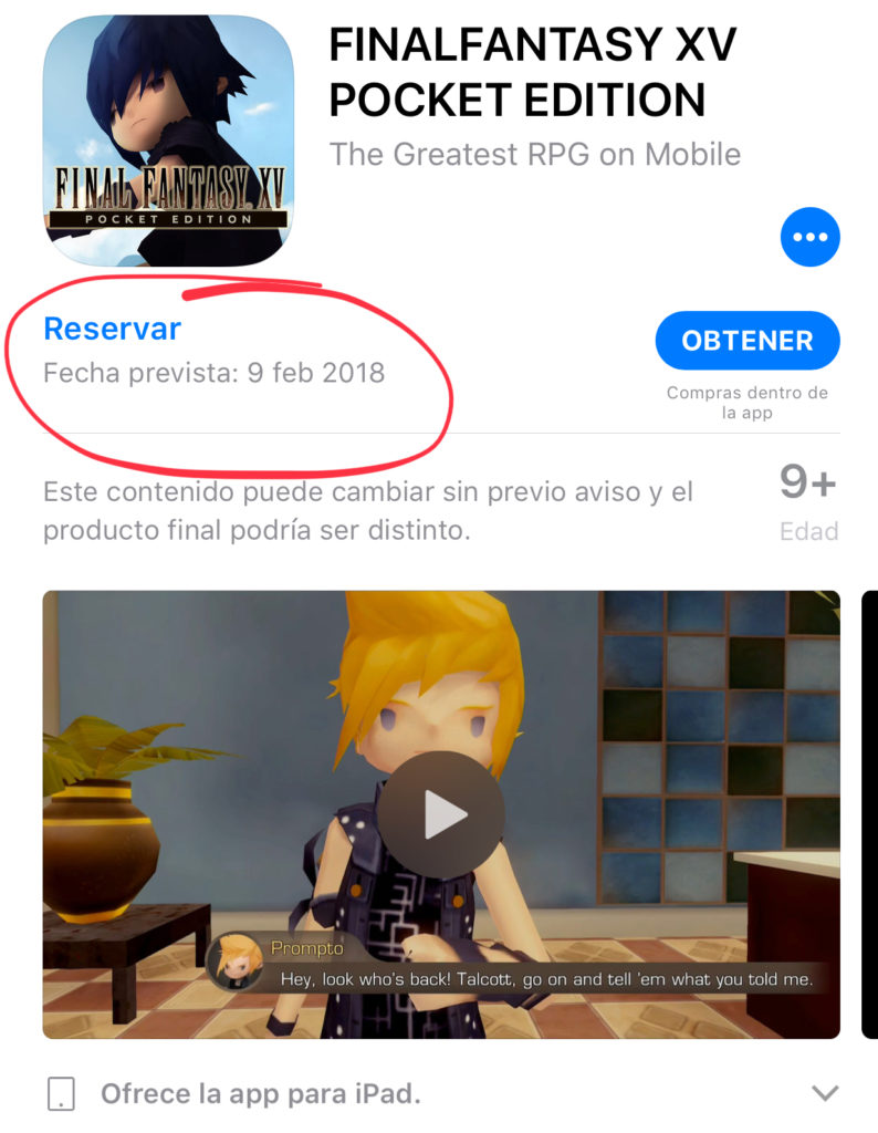 Ya puedes reservar "Final Fantasy XV: Pocket Edition" para iPhone y iPad