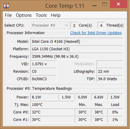 temperatura del procesador Controla la temperatura del procesador