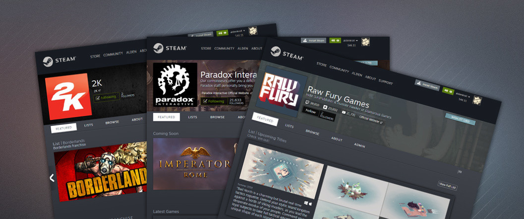 páginas de los desarrolladores y los editores Las páginas de los desarrolladores y los editores llegan a Steam