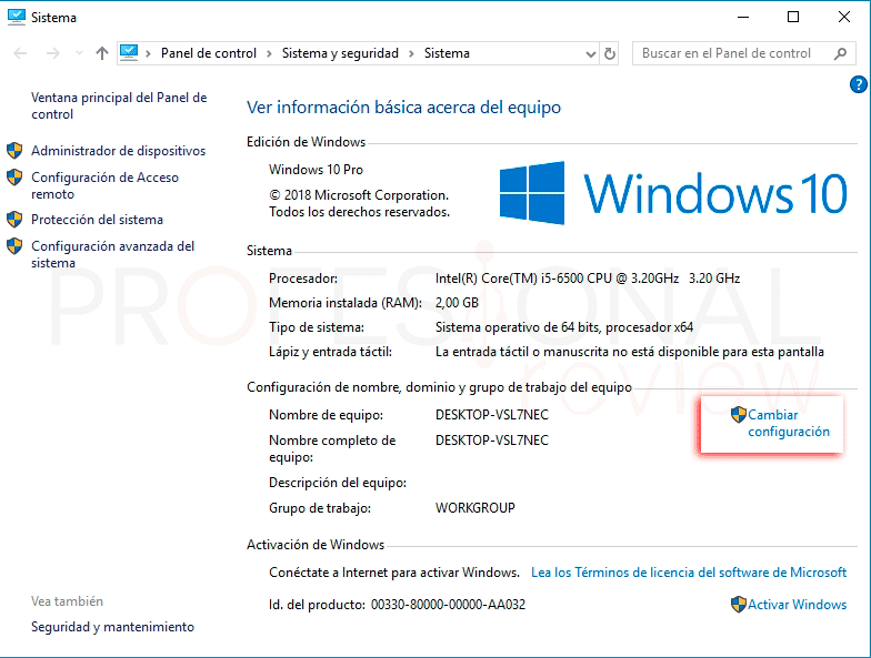Cambiar nombre de equipo Windows 10 p02