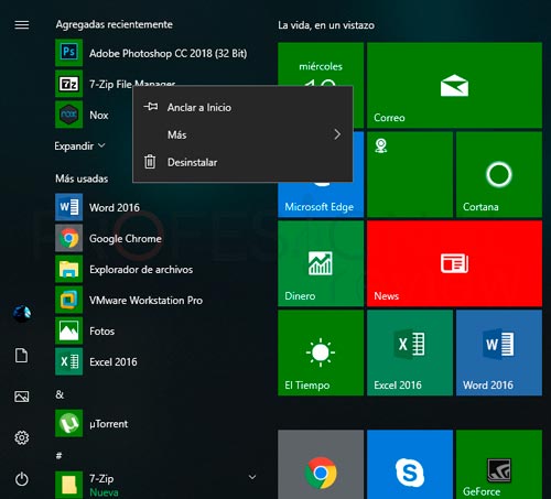 Desinstalar un programa Windows 10 paso01