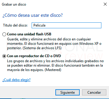 Grabar DVD Windows 10 paso08
