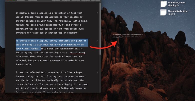 Cómo utilizar recortes de texto en macOS