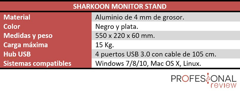 Sharkoon Monitor Stand Sharkoon Monitor Stand características