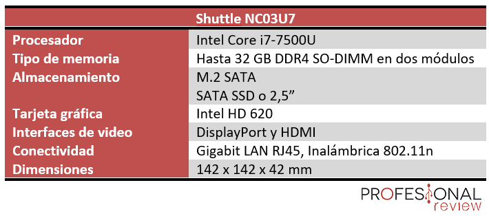 Shuttle NC03U7 características