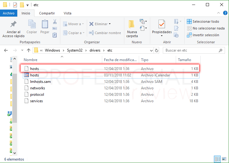 Archivo hosts Windows 10 tuto01