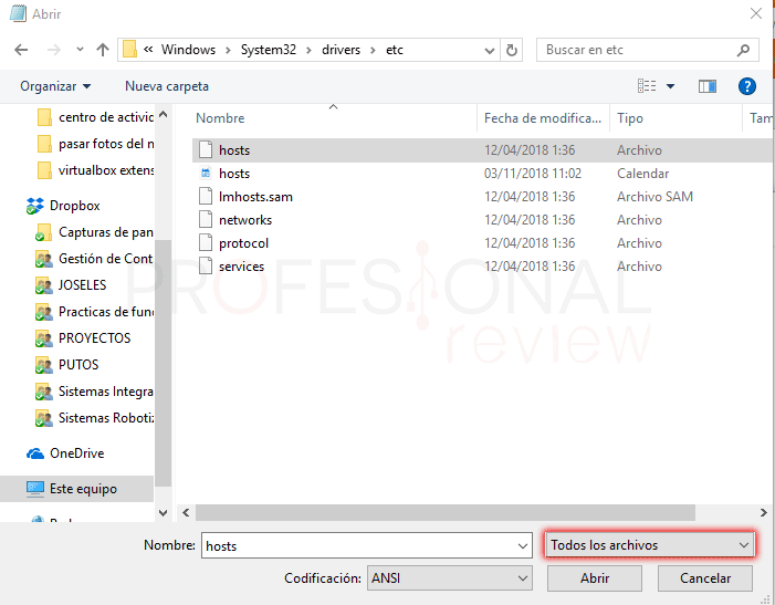 Archivo hosts Windows 10 tuto04