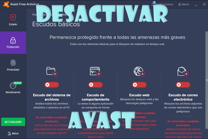 Desactivar Avast