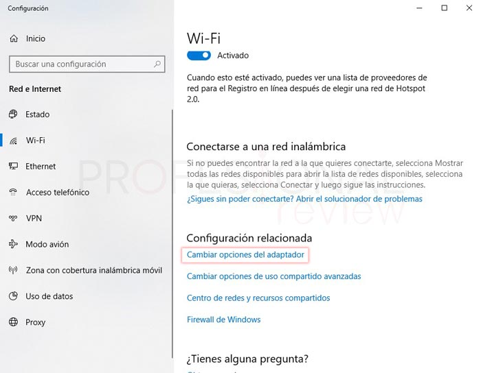 Ver contraseña WiFi en Windows 10 tuto02