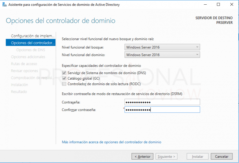 Instalar Active Directory en Windows Server 2016