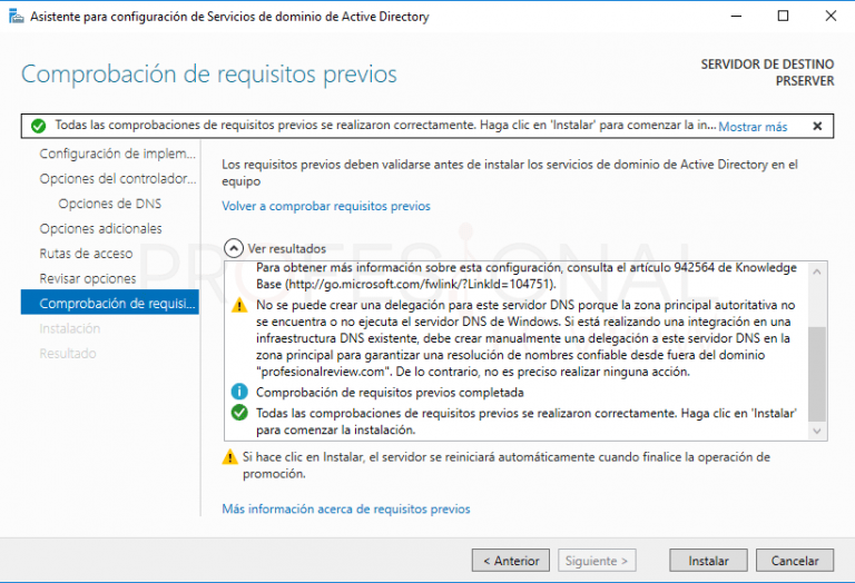 Instalar Active Directory en Windows Server 2016