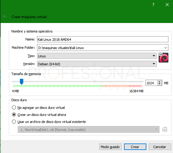 Instalar Kali Linux en VirtualBox paso 01