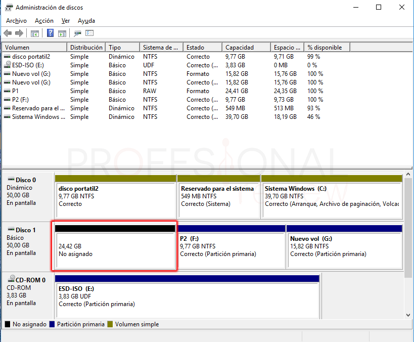 Eliminar particiones en Windows 10 paso 05