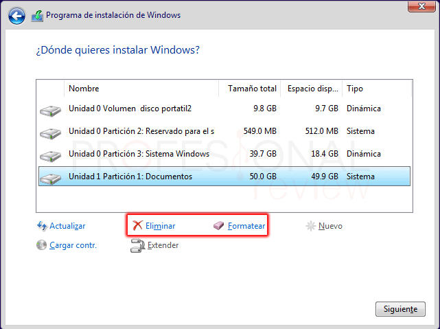 Eliminar particiones en Windows 10 paso 20