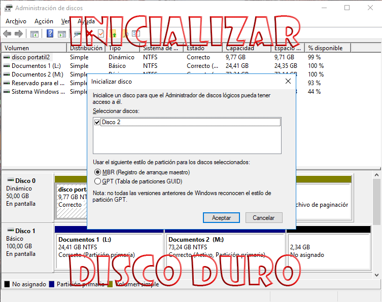 Inicializar disco duro