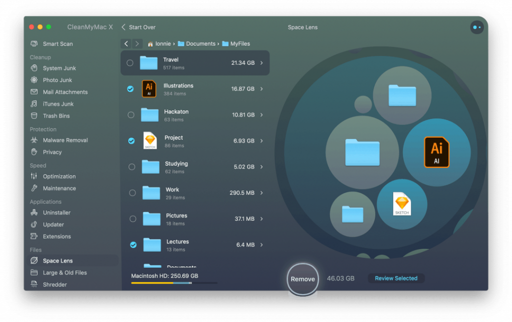 Space Lens de CleanMyMac agiliza y mejora la optimización de tu Mac