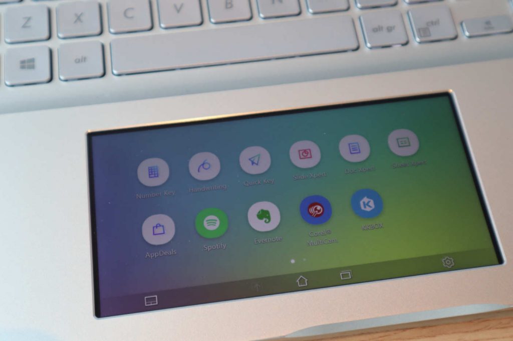 opciones Screenpad 2.0 Pantalla de opciones Screenpad 2.0