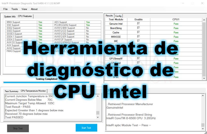 Herramienta de diagnóstico de procesador Intel