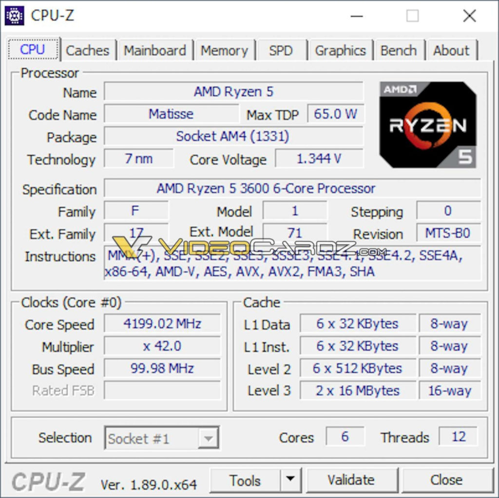 Ryzen 5 3600 CPU-Z