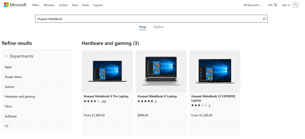 Huawei portatiles Microsoft Store