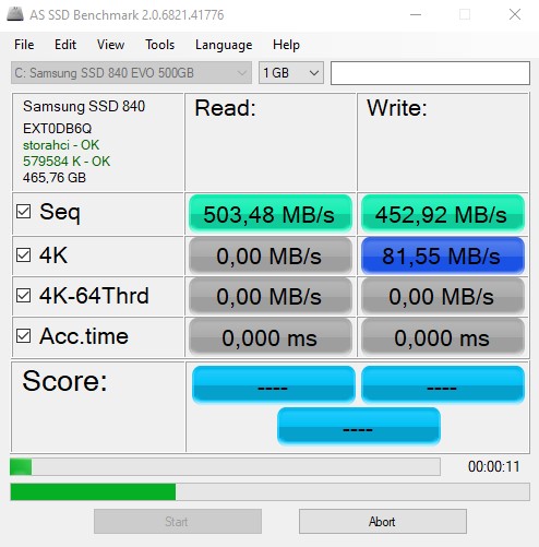 AS SSD en ejecución