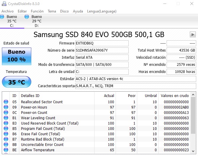 PC lento claves SSD Crystaldisk