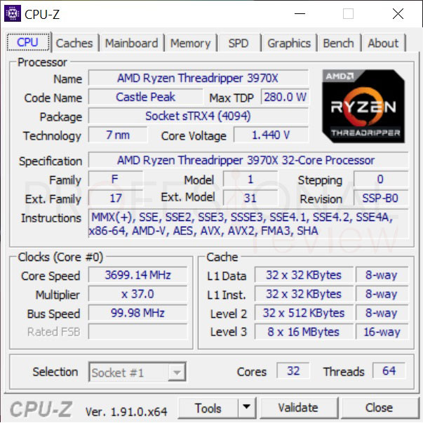 AMD Ryzen Threadripper 3970X CPU-Z