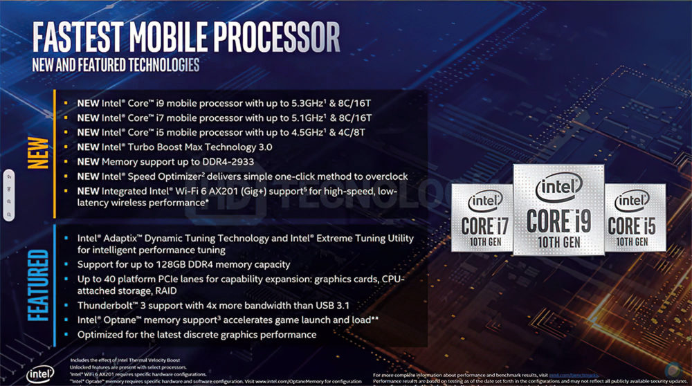 Intel Comet Lake-H novedades