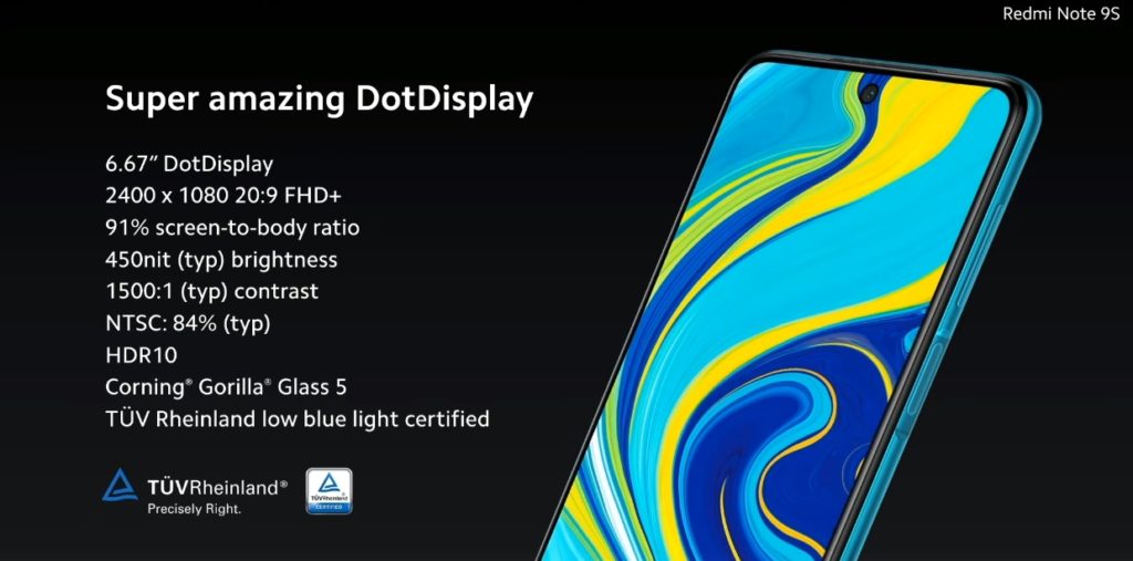 Redmi Note 9S pantalla