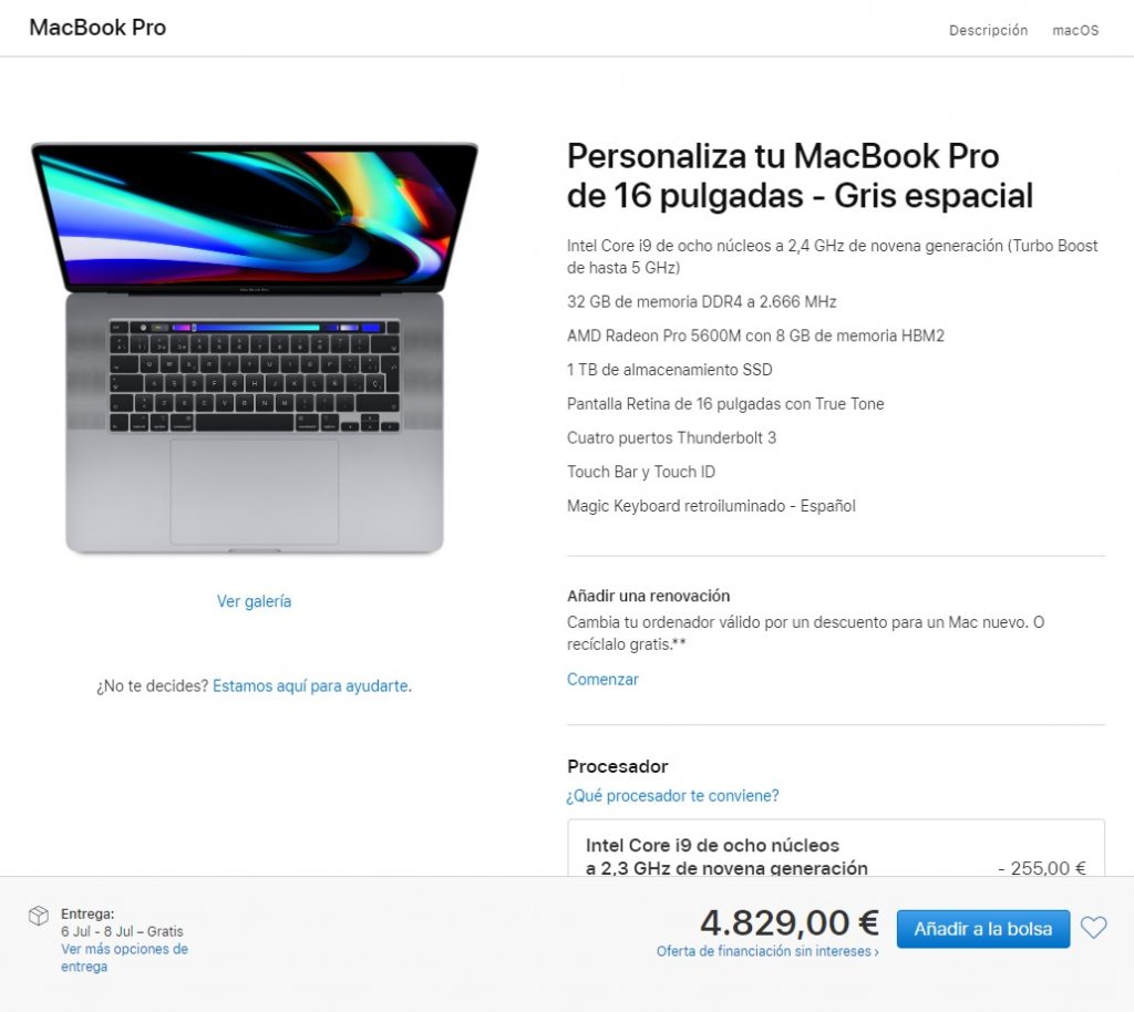 macbook Pro 16 pulgadas