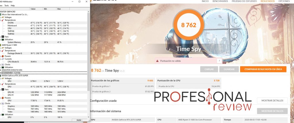 tapa abierta PC pruebas 3DMark
