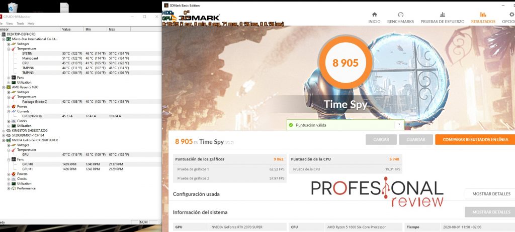 tapa abierta cerrada PC pruebas 3DMark