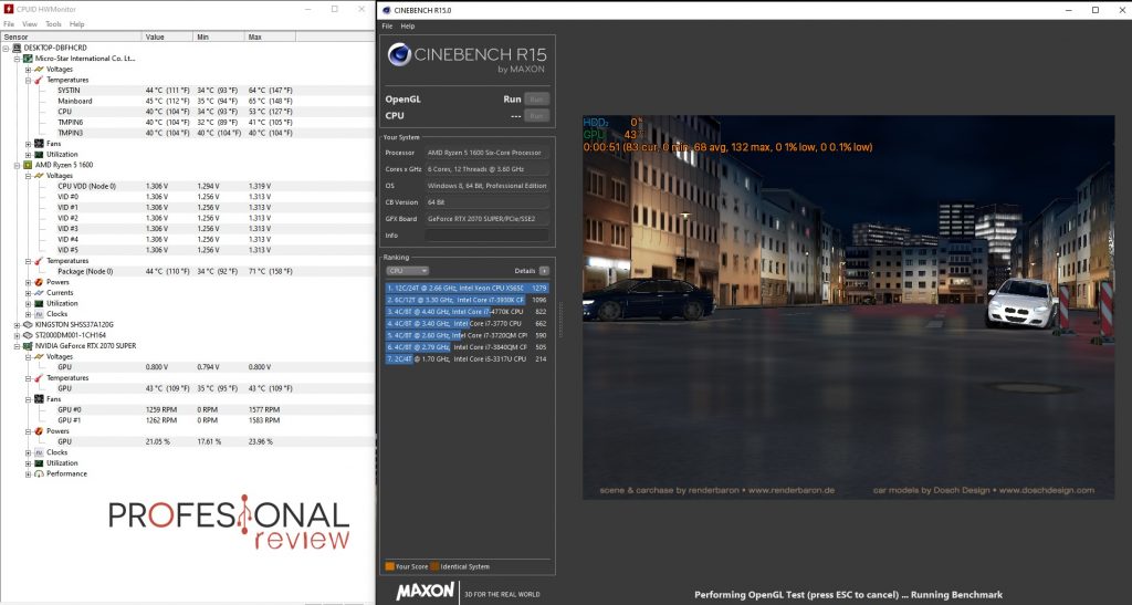tapa abierta cerrada PC pruebas Cinebench R15