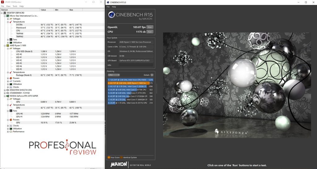 tapa abierta cerrada PC pruebas Cinebench R15