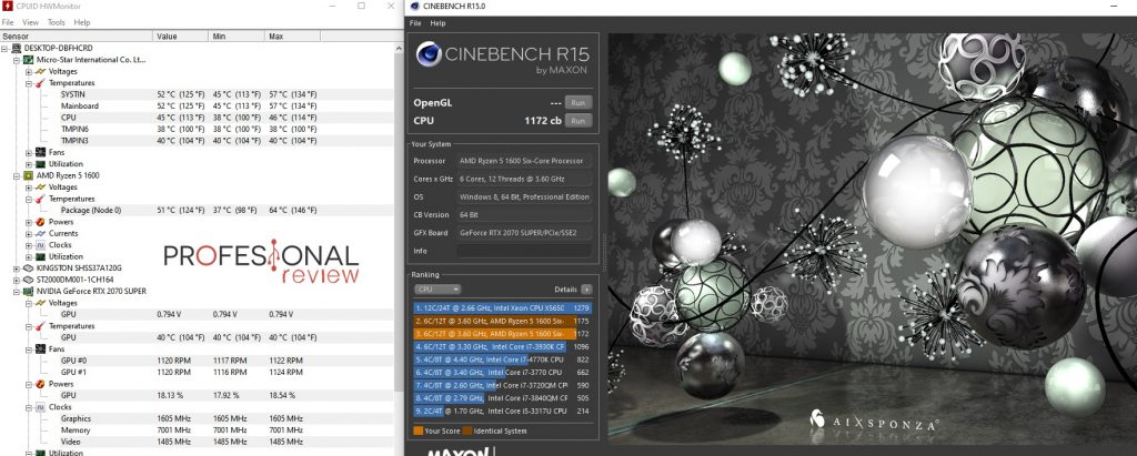 tapa cerrada PC pruebas Cinebench R15