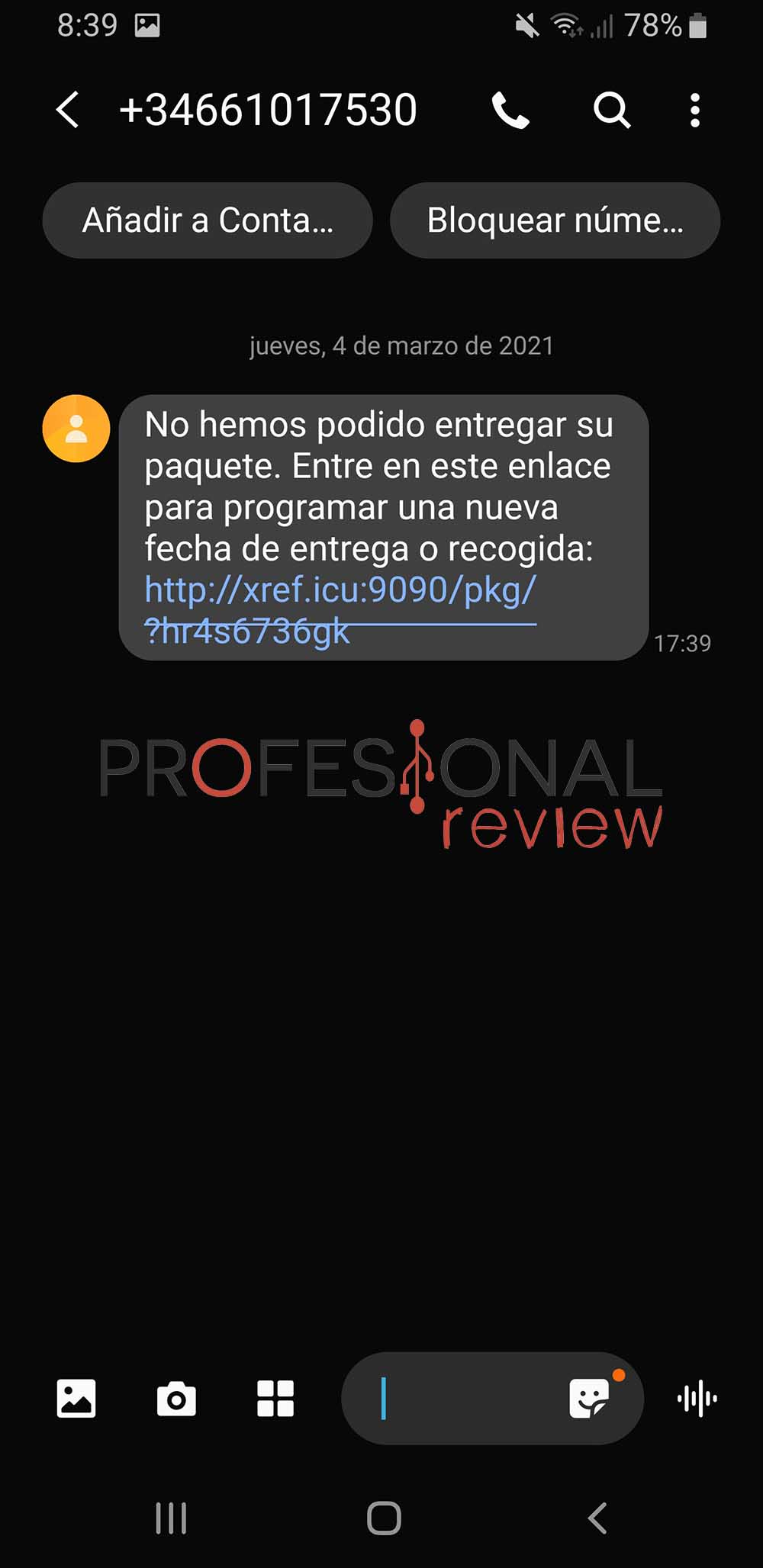 SMS FedEx falso