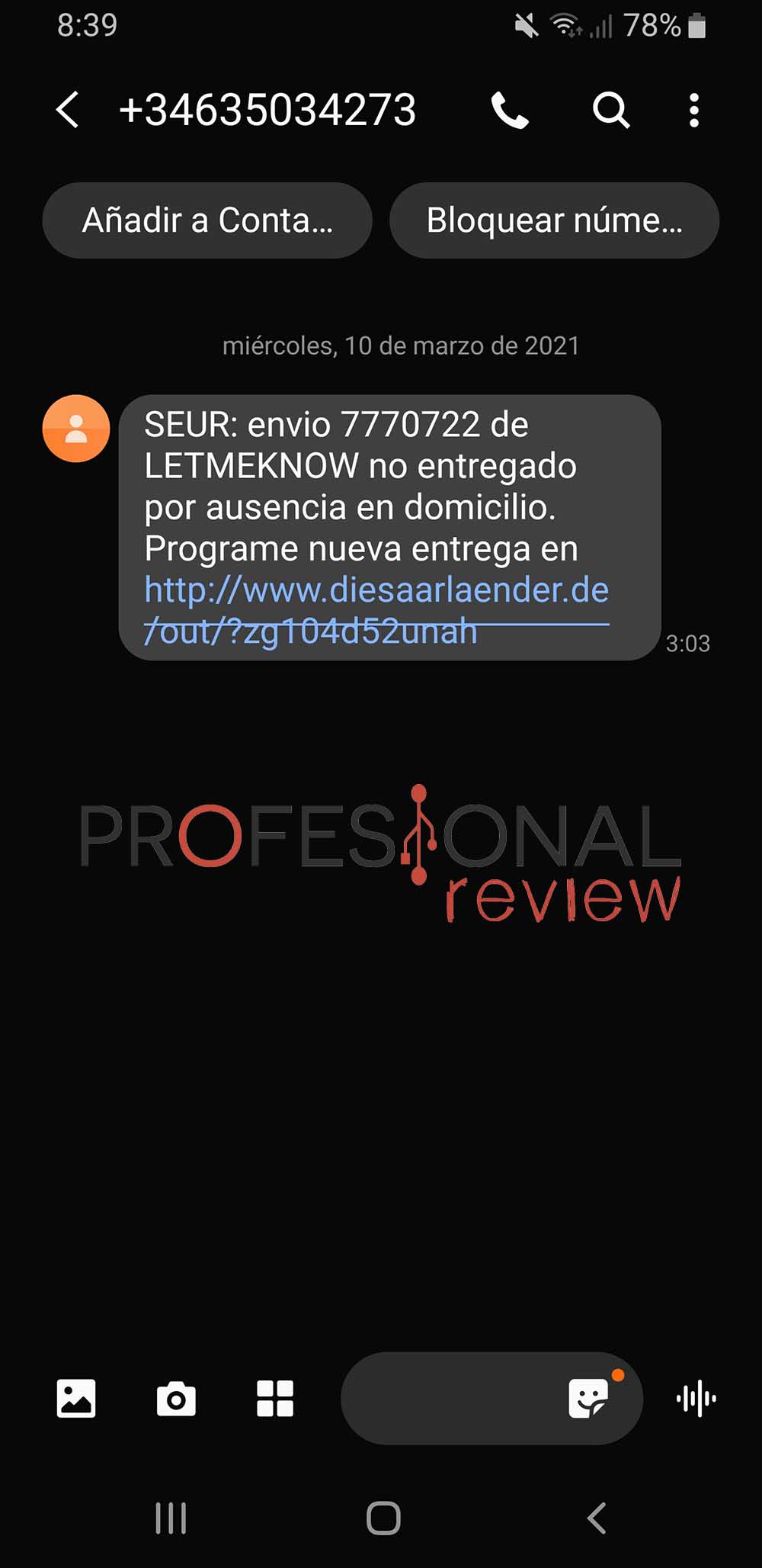 SMS SEUR falso