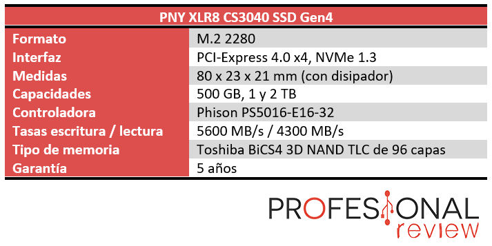 PNY XLR8 CS3040 SSD Gen4 Características
