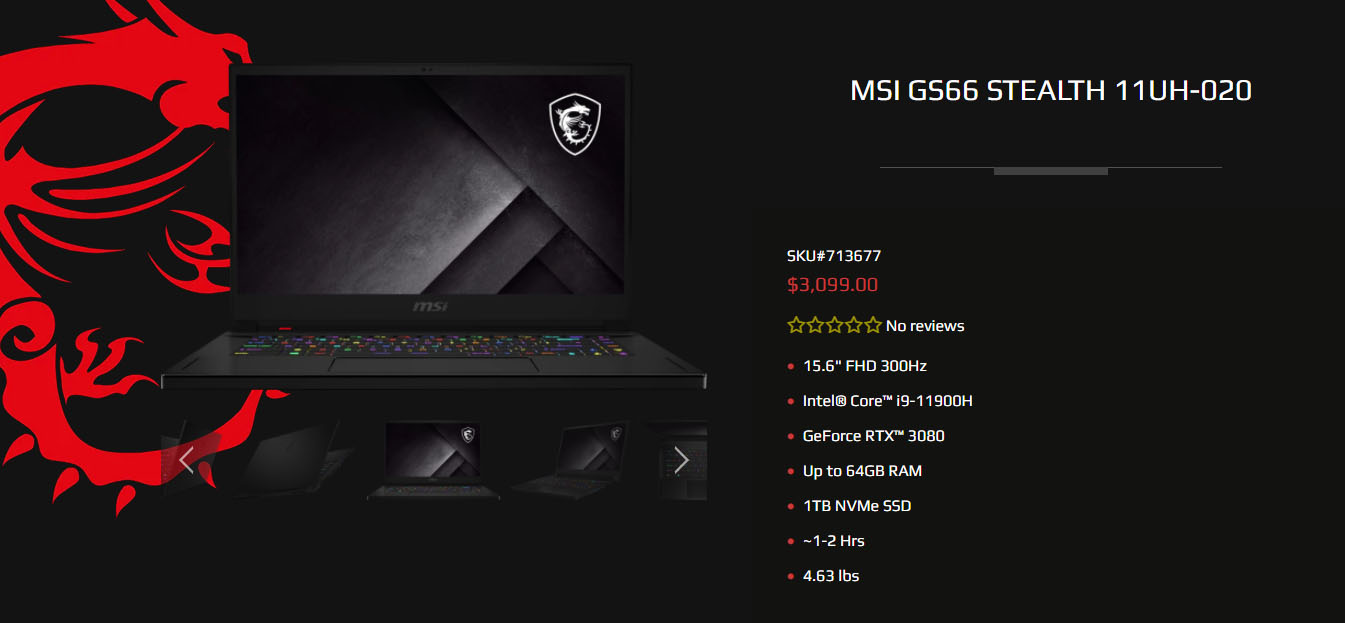 MSI GS66 Stealth 11UH-020