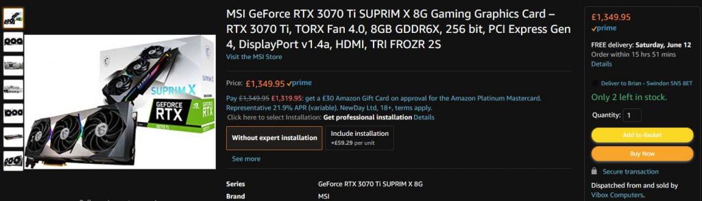 MSI RTX 3070 ti SUPRIM