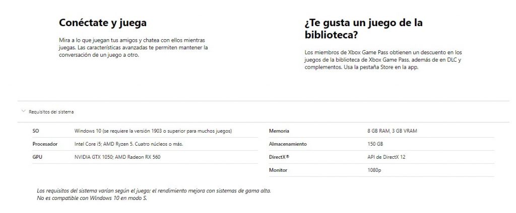 requisitos xbox game pass